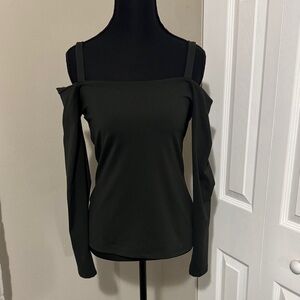 Susana Monaco Olive Off-Shoulder Long Sleeve Top